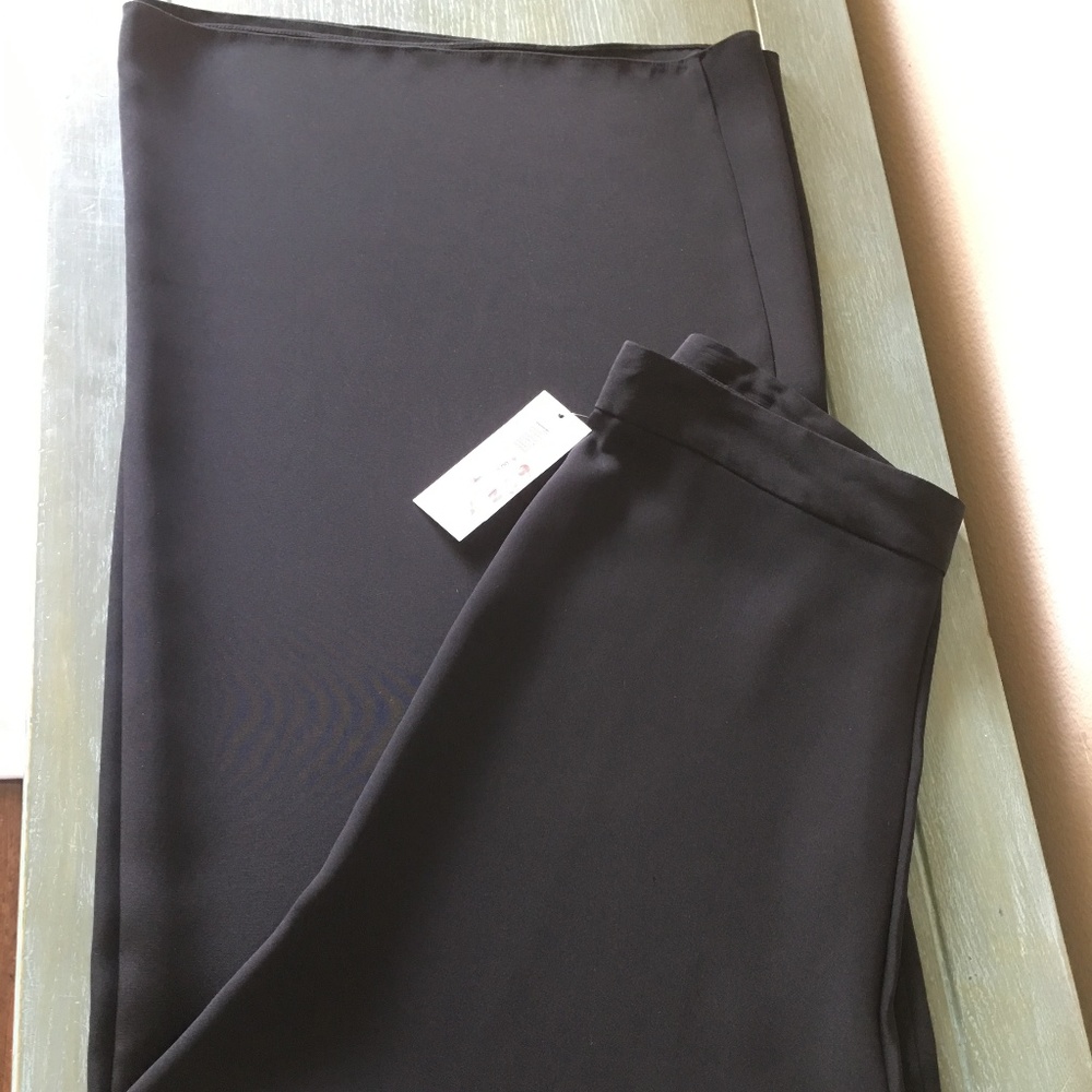 New Black Silk Palazzo Pants High Waist Wide Leg